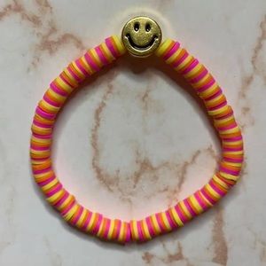 Clay Bead Smiley Face Bracelet